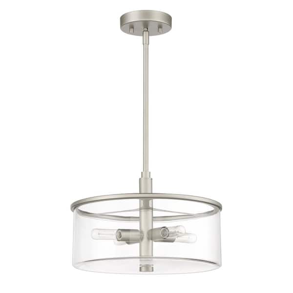 CRAFTMADE Hailie 60-Watt 1-Light Satin Nickel Finish Dining/Kitchen Island Pendant Light w/ Clear Glass Shade, No Bulbs Included