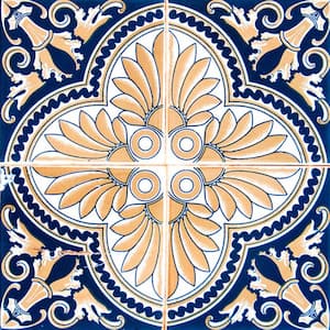 Blue and Orange HB2 4 in. x 4 in. Vinyl Peel and Stick Tile (24 Tiles, 2.67 sq.ft./pack)