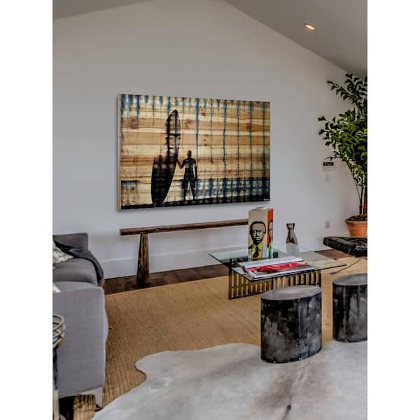 Unbranded 30 in. H x 45 in. W "Surf at Dusk" by Parvez Taj Printed Natural Pine Wood Wall Art