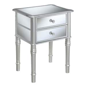 Gold Coast Mayfair 14 in. Silver Standard Rectangular Mirror Top End Table with 2-Drawers