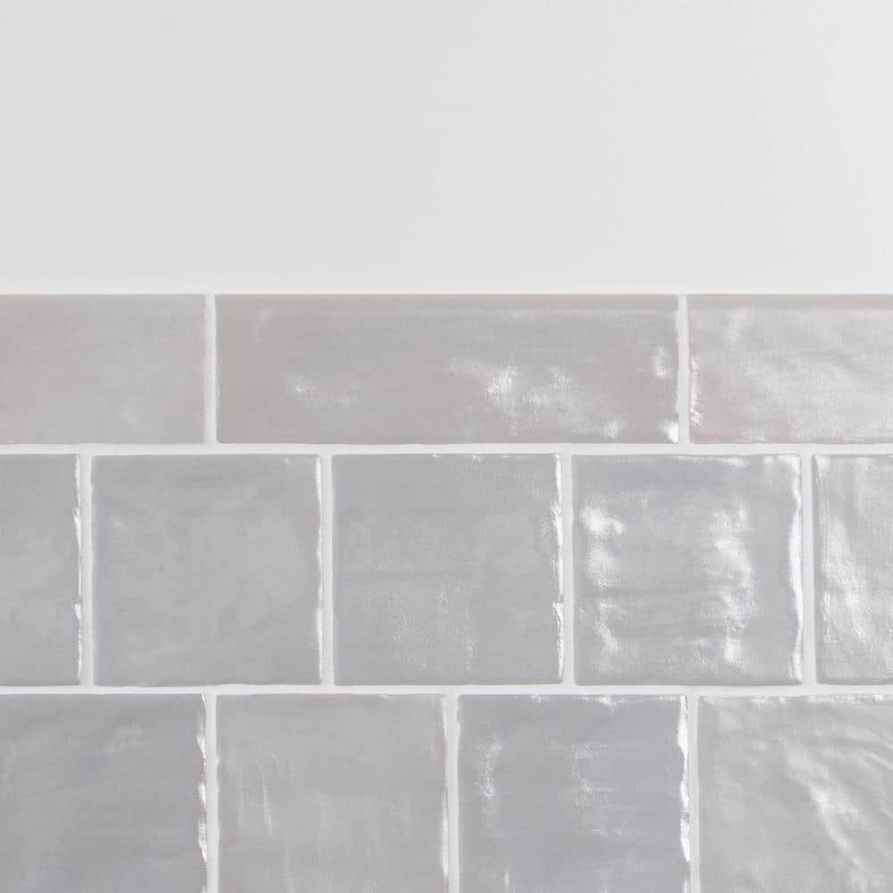 Amagansett Fog Gray Ceramic Bullnose Wall Tile Trim 2x8