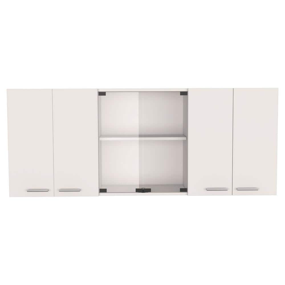 59.05 in. W x 12.4 in. D x 23.62 in. H Bathroom Storage Wall Cabinet in Whi