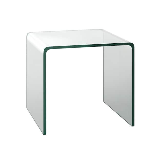 ANGELES HOME U-shaped Clear Tempered Glass End Side Table Small Coffee Table