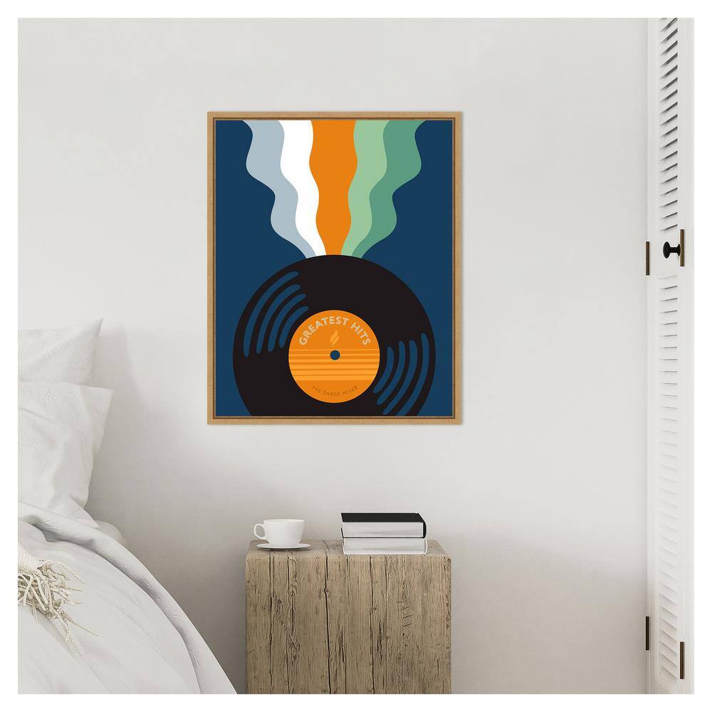 Retro Mixtape and Vinyl III Canvas Print with Maple Frame