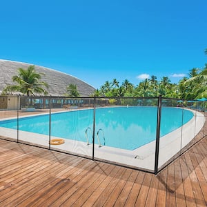 4 ft. x 48 ft. Black Hook Buckle Connected Removable Pool Fence for In-ground Pools with Pool Safety Fence Section Kit