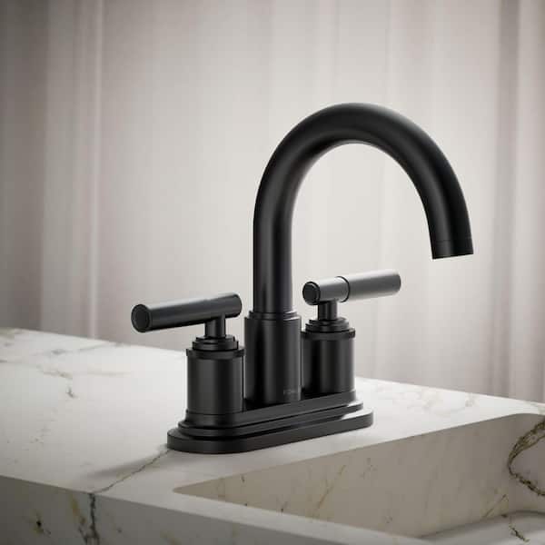 Torrington 4 in. Centerset Double Handle Bathroom Faucet in Matte Black