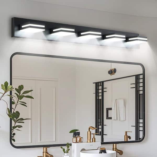 40.6 in. 5-Light Black LED Vanity Light