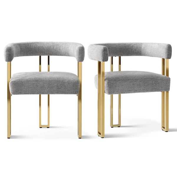 Gold Chenille Upholstered Armchair (Set of 2)
