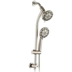 Drill-Free 7-Spray 5 in. Dual Shower Head and Handheld Shower in Brushed Nickel