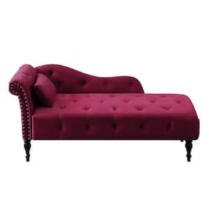 Burgundy Velvet Chaise Lounge Chairs (Set of 1)