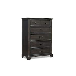 Brown 5-Drawer 40 in. Wide Dresser Without Mirror