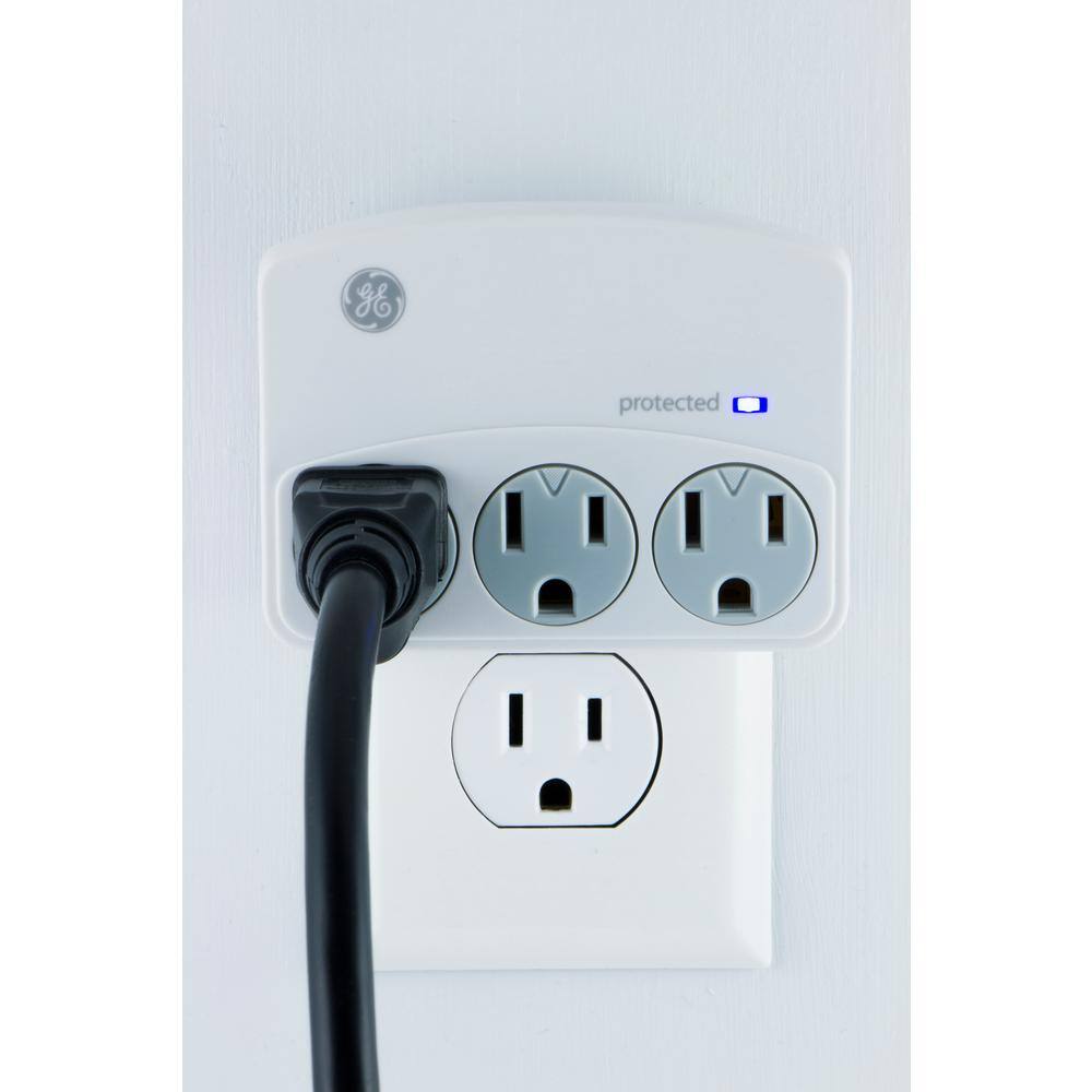 White 3-Outlet Surge Protector Wall Tap with Indicator Light