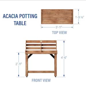 Farmhouse 36 in. W x 53 in. H Potting Table/Bench/Serving BAR-Acacia Wood