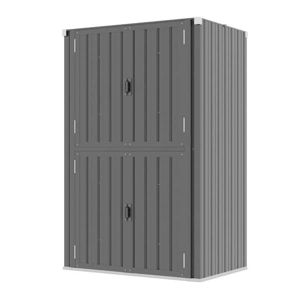 3.86 ft. W x 2.49 ft. D Outdoor Metal Storage Cabinet Shed w/ Shelves and 4- Lockable Doors, Dark Grey (9.6 Sq. Ft.)