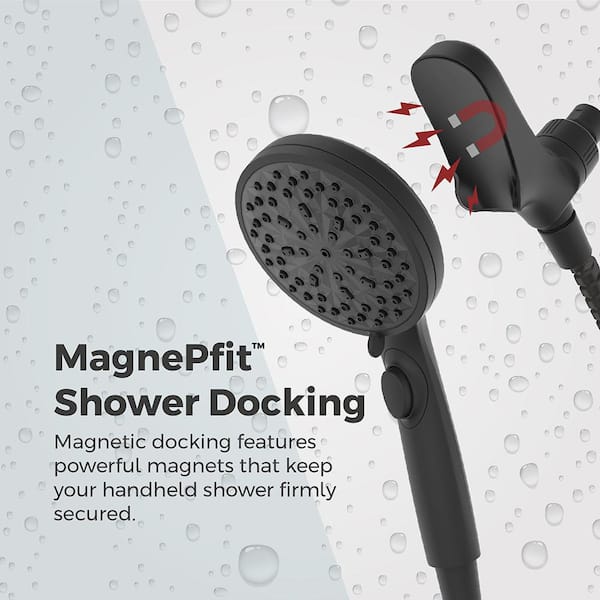HydroFuse MagnePfit 6-Spray Wall Mount Handheld Shower Head 1.75 GPM in Spot Defense Matte Black