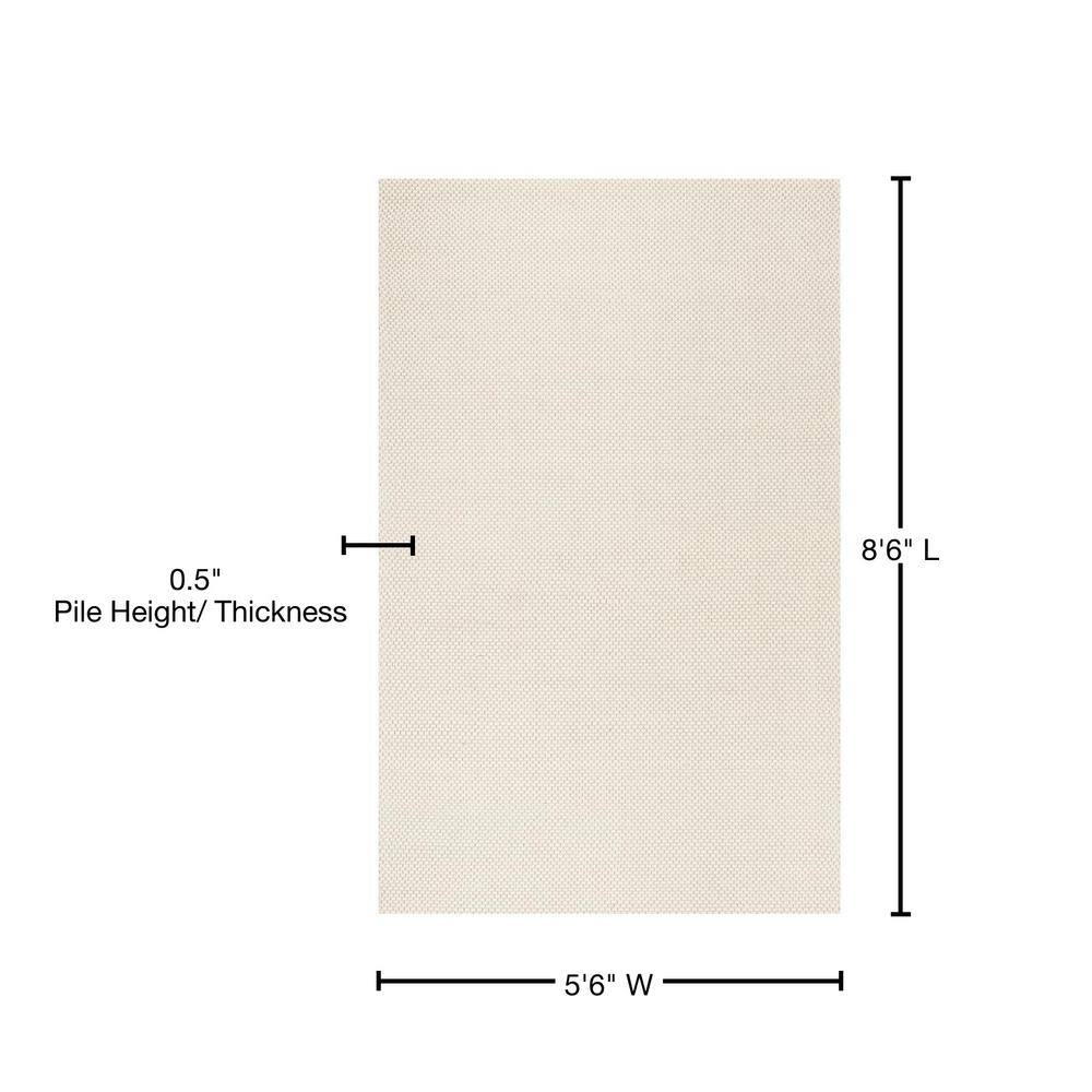 Ivory Flat Woven Reversible Wool Synthetic Area Rug 6' x 9'