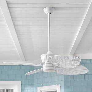 Pompeo 52 in. Integrated LED Indoor/Outdoor White Ceiling Fan with Light Kit