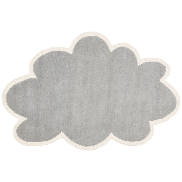Kids 5 ft. x 8 ft. Gray/Ivory Playful Solid Color Area Rug