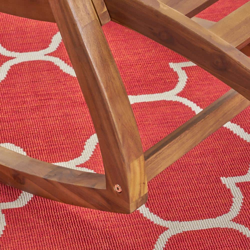 Teak Acacia Wood Outdoor Rocking Chair with Retractable Footrest