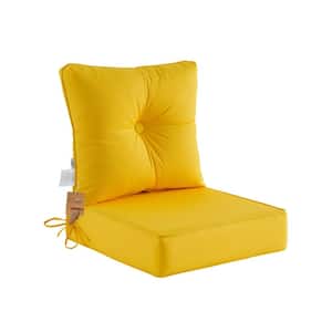 Deep Seat High Back Chair Cushions Outdoor Replacement Patio Seating Cushions, Seat 24"Lx24"Wx6"H, Set of 2, Yellow