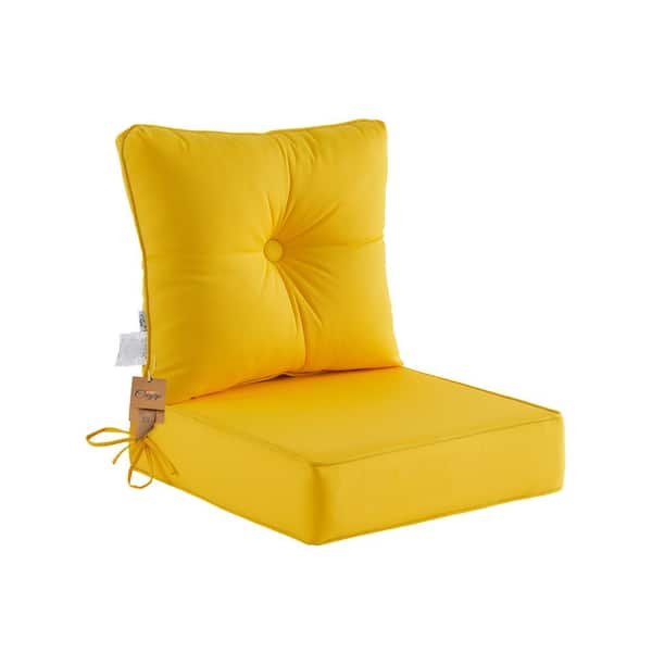 BLISSWALK Deep Seat High Back Chair Cushions Outdoor Replacement Patio Seating Cushions,Seat 24 in. L x24 in. Wx 6 in. H,Yellow