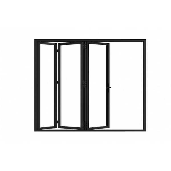 Teza B75 Series 120 in. x 80 in. Bifold 3-Panel Aluminum Patio Door Left Hand Black