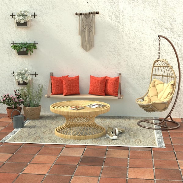 Jordan Manufacturing 16 in. L x 16 in. W x 7 in. T Outdoor Throw Pillow in Persimmon Red (2-Pack)