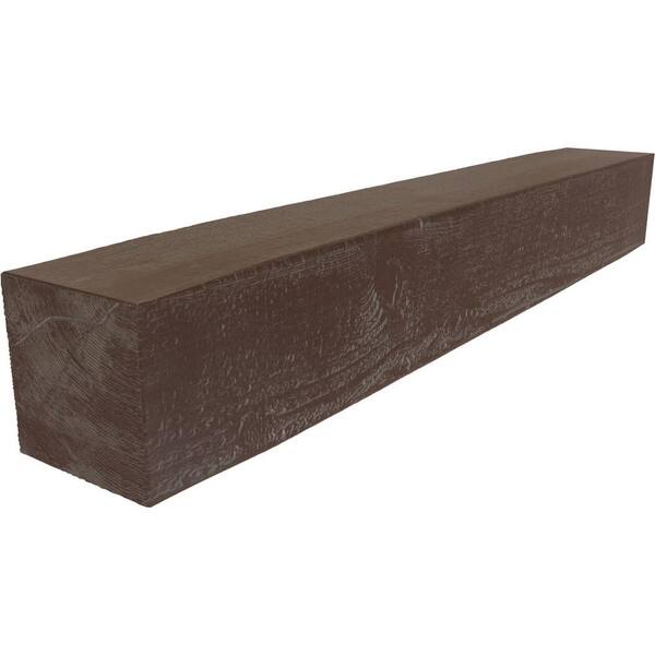 Ekena Millwork 8 in. x 8 in. x 5 ft. Rough Sawn Fireplace Mantel Aged Pecan Faux Wood Beam