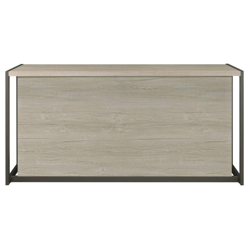 Whitewashed Gray Wood Office Desk with Filing Cabinet