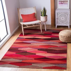 Montage Red/Fuchsia Doormat 3 ft. x 5 ft. Lattice Striped Indoor/Outdoor Area Rug