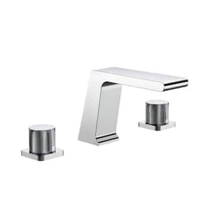 Waterfall Sink Faucet 8 in. Widespread Double Handle Bathroom Faucet in Chrome Valve Included