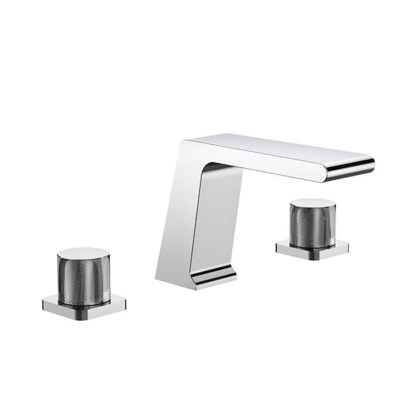 GRANDJOY Waterfall Sink Faucet 8 in. Widespread Double Handle Bathroom Faucet in Chrome Valve Included
