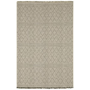 Gables Beige 3 ft. x 5 ft. Textured Geometric Stripe Polypropylene Indoor/Outdoor Area Rug