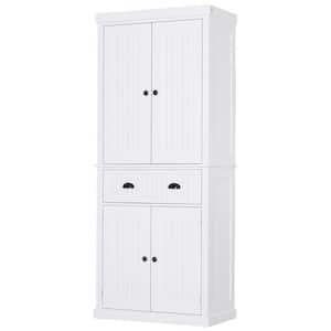White Freestanding Kitchen Cabinet Pantry with 3-Adjustable Shelves
