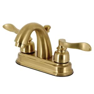 Royale 4 in. Centerset 2-Handle Bathroom Faucet with Plastic Pop-Up in Brushed Nickel/Polished Chrome