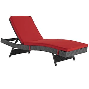 Sojourn Wicker Outdoor Patio Chaise Lounge with Sunbrella Canvas Red Cushions