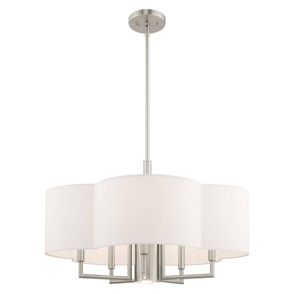 Chelsea Clover-Shaped 6-Light Brushed Nickel Pendant Chandelier