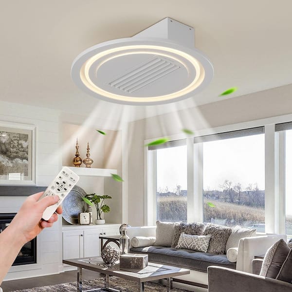 22 in. Indoor White Indoor Ceiling Fan with Adjustable White Integrated LED, Remote Included