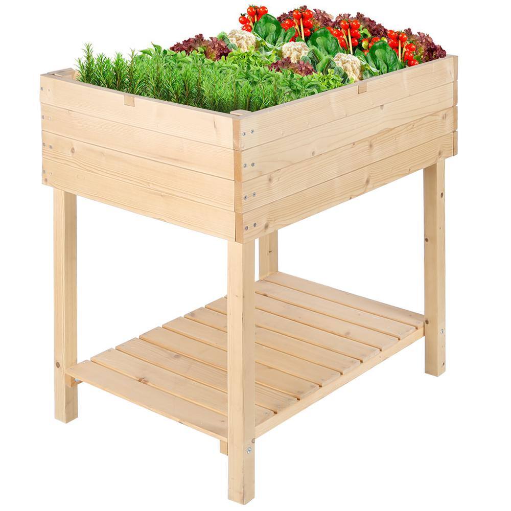 VEIKOUS Outdoor Wooden Raised Garden Bed Vegetable Flower Planter-HW006 ...