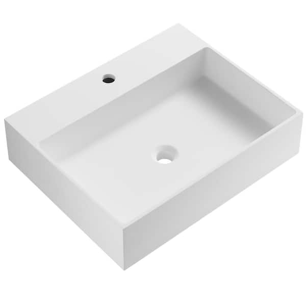 SERENE VALLEY 26 in. Wall-Mount or Countertop Install, Bathroom Sink with Single Faucet Hole in Matte White