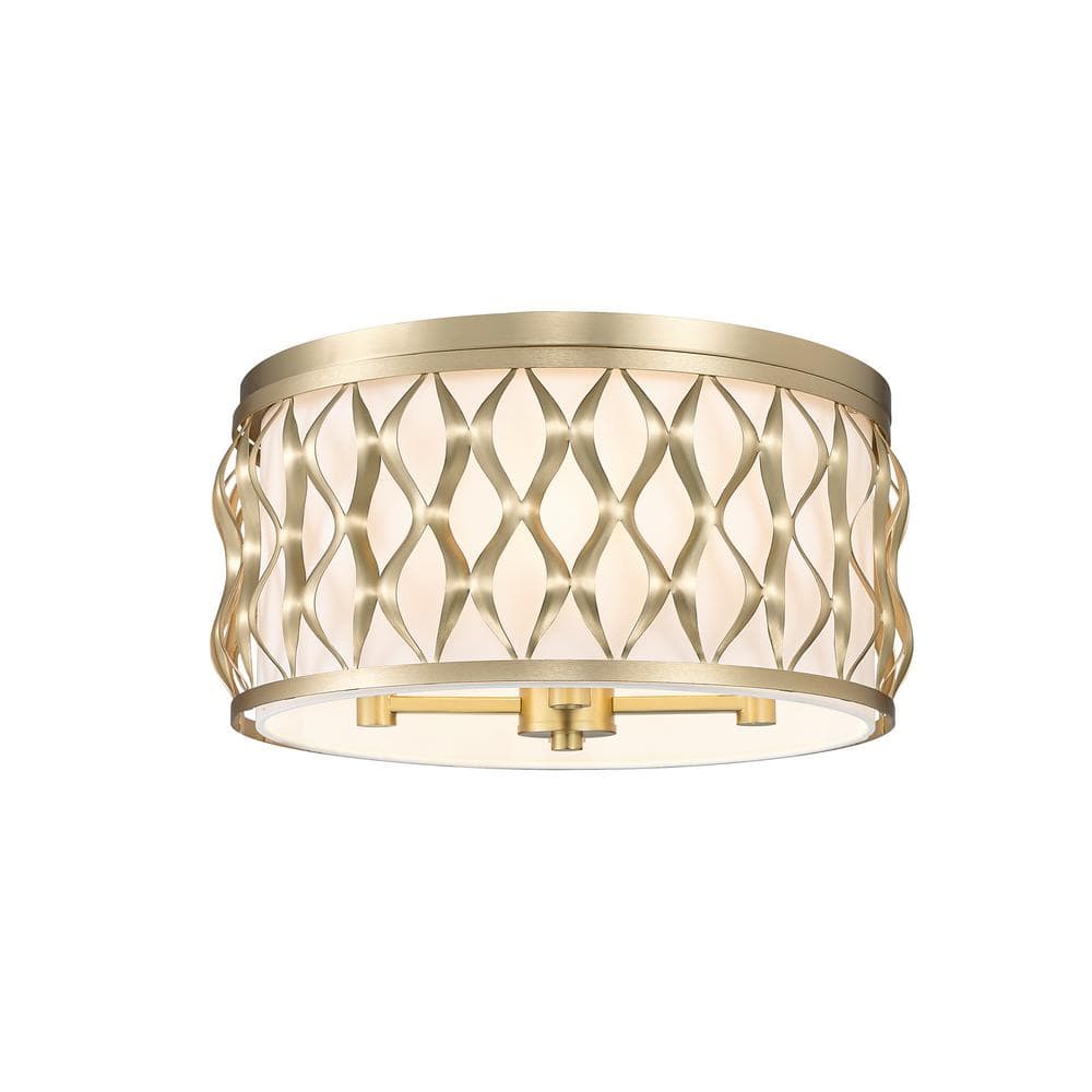 Modern Gold and Glass Drum Flush Mount Ceiling Light