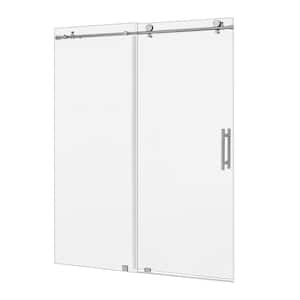 60 in. W x 76 in. H Frameless Soft Close Sliding Tub Door in Chrome with Clear Tempered Glass