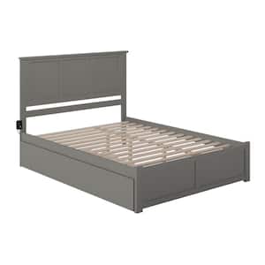 Madison Grey Queen Platform Bed with Footboard and Twin XL Trundle