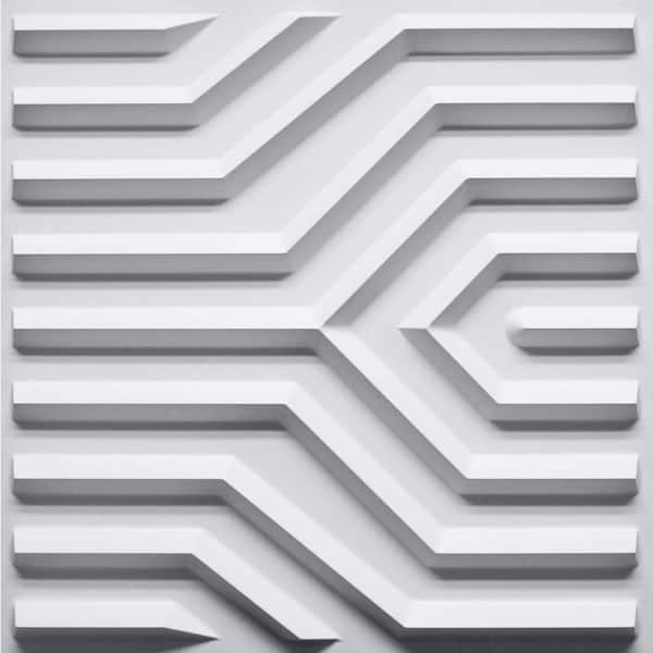 Dundee Deco Falkirk Ross 2/25 in. x 19.7 in. x 19.7 in. White PVC Stripes 3D Decorative Wall Panel 5-Pack