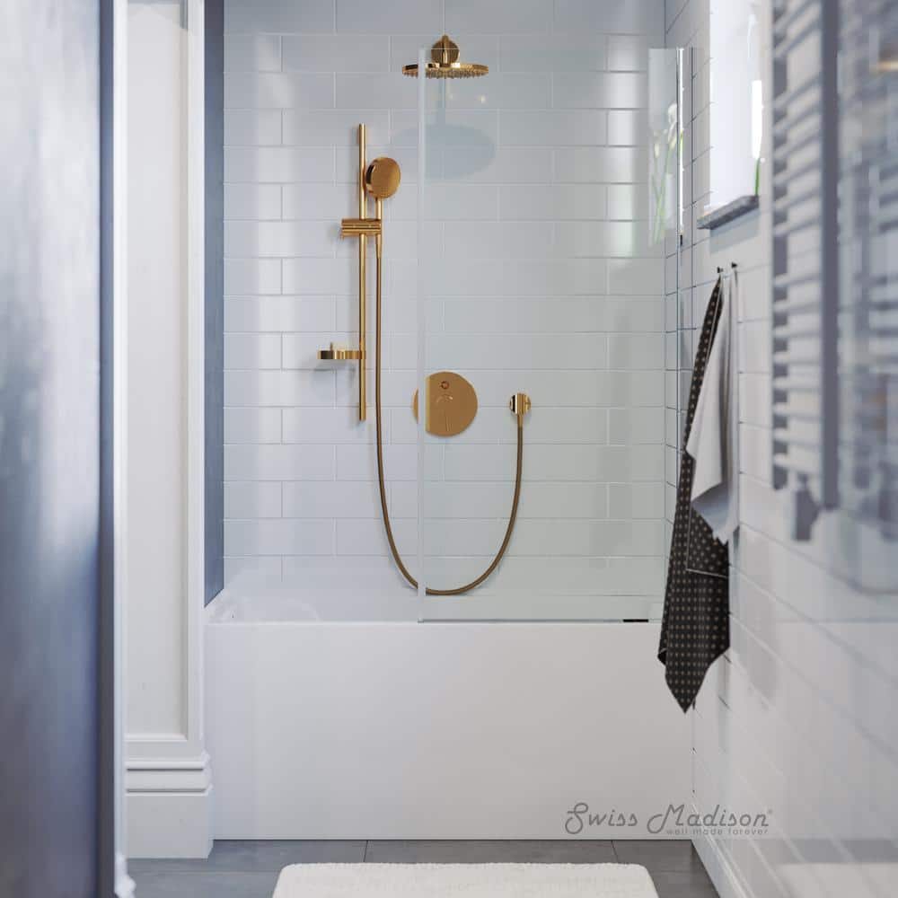 32" White Acrylic Alcove Bathtub with Apron