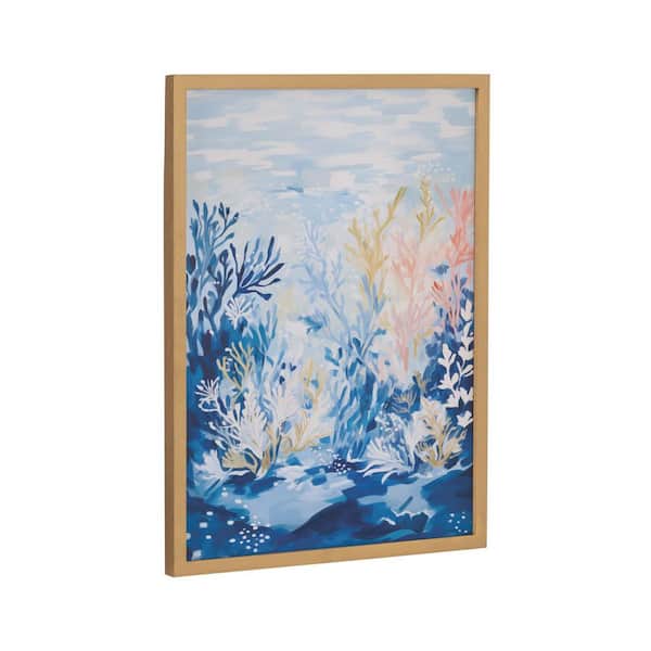 Kate and Laurel Gallery Underwater Ocean Landscape by The Creative Bunch Studio Gold Framed Art Print 12 in. x 16 in.