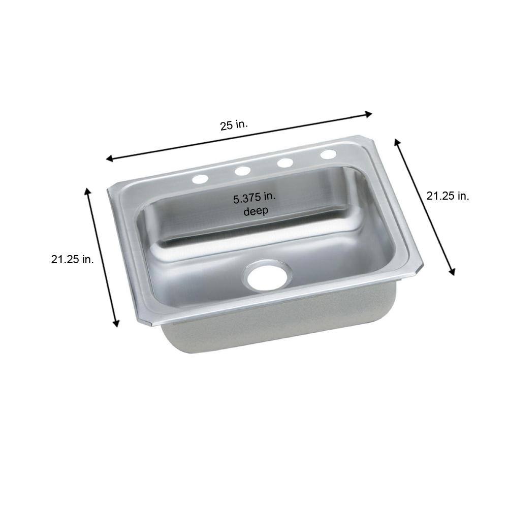 Elkay 25" Brushed Satin Stainless Steel Drop-In Kitchen Sink