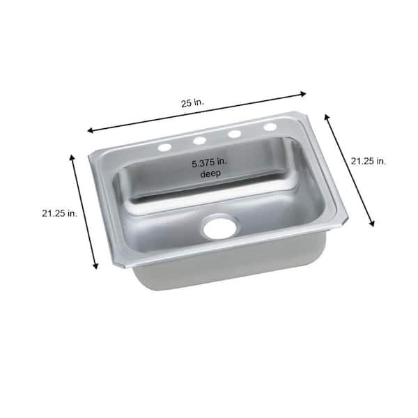 Celebrity 25 in. Drop-in Single Bowl 20-Gauge Brushed Satin Stainless Steel Kitchen Sink Only