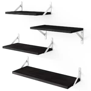 16.5-in W x 6. 1in D x 4.3-in H in Black & White Bracket Assembled Floating Shelf, Wall Mounted Wood Shelves (Set of 4)