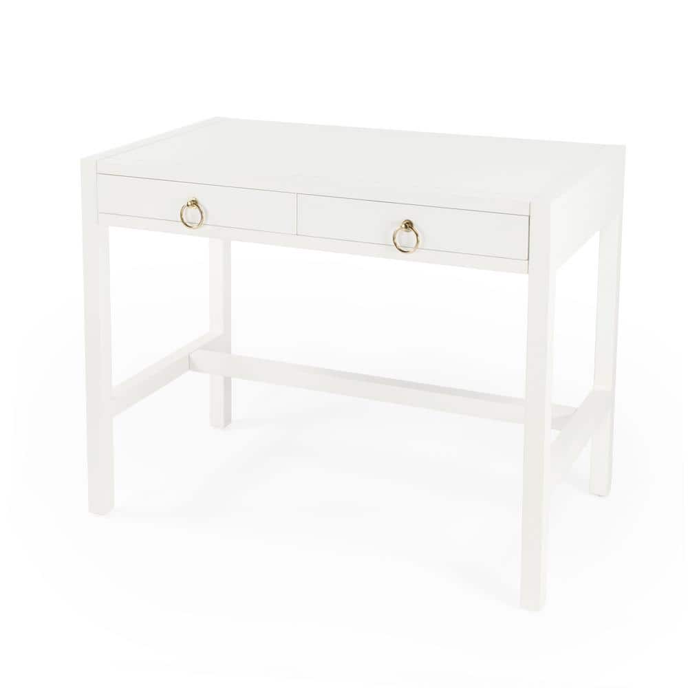 Elin Contemporary White Wood Writing Desk with Drawers